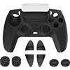 AARONMEI Custodia per controller PS5 Edge, custodia per controller wireless con 4 coperture per impugnatura per pollice + prolunga trigger L2 R2 (nero-PS5)