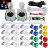 SJ@JX 2 Player Arcade Game Stick DIY Kit Buttons with Logo LED 8 Way Joystick USB Encoder Cable Controller for PC MAME Raspberry Pi Color Mix