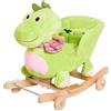 DecHome Cavallo a Dondolo Drago Peluche in Legno Cavalcabile 18+ Mesi Verde DecHome