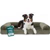 Furhaven Large Orthopedic Dog Bed Faux Fur & Velvet Sofa-Style w/Removable Washable Cover - Dark Sage, Large