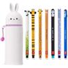 LEGAMI - Set di 7 penne gel cancellabili + astuccio Bunny 2 in 1 - con inchiostro cancellabile termosensibile, gamma di colori dell'inchiostro e disegni a botte, punta da 0,7 mm