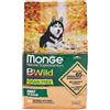 Monge BWILD ADULT SALMON AND PEAS, cibo per cani per tutte le razze (cibo secco per cani con salmone e piselli, cibo secco per cani con pochi cereali, ricco di fibre e vitamine, contenuto: 2,5 kg)