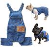Tealots Salopette in jeans per cani e gatti, abbigliamento comodo e alla moda, per cani di taglia piccola e media, per maschi e femmine (blu, S)