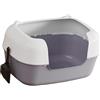 ＡＷＨＡＯ Lettiera Aperta, 48x25x29cm, Lettiera Semi Chiusa per Gatti, Articoli per Animali Domestici, Toilette per Gatto con Bordi Alti e Rimovibile, Scatola per Pulisci Gli Escrementi del Gatto, Grigio