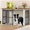 HEXCELEN Gabbia per Cani, 100 cm Cane Kennel Resistente, 2 Porte, Mobili per Cani Come Tavolino, 100 x 60 x 62,4 cm, Bianco Marrone, per Animali Domestici di Piccola/Media Taglia, Moderna