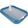 HYTROVE Toilette per Cani Piccoli Colonna Verticale, 45x34,8x5cm | PP Blu, Base Antiscivolo e Griglia Removibile, per Cuccioli Maschi in Camera da Letto