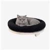 PERCORSIPERGATTI.IT Cuccia per Gatti Tonda da Parete in Legno d'Abete PEFC Artigianale, con Cuscino Nero Lavabile, Mensola per Gatti Super Robusta per Dormire, Gioco e Relax, Fino a 20 kg - Percorsopergatti
