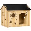 PawHut Cuccia per Cani da Interno Casetta per Gatti in Legno, Color Rovere | Struttura, Aperture a Forma di Zampa, Cuore e Ossa, Cuccetta per Soggiorno e Salotto