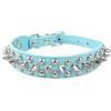 anso Collare per cani in pelle PU con borchie, rivetti per pitbull e guinzagli per animali domestici, collare regolabile (blu, 20-25 cm)