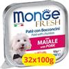 Monge Fresh Patè con Bocconcini Umido Cane con Maiale - 32x100g