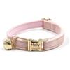 Generico Collare di gatto in velluto artificiale morbido personalizzato, Tag personalizzato del gatto, Collare del gatto inciso laser del bottone del metallo, circonferenza del collo 16-32 cm(Rosa chiaro)