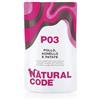 Generico Natural Code Umido Gatto Adult gusto POLLO,AGNELLO e PATATE, Numero P03, morbidi SFILACCETTI in acqua di cottura per gatti adulti di tutte le taglie, altamente digeribile | 12 bustine da 70 gr