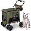Fitlin Passeggino per cani per cani di taglia media e grande, passeggino per gatti domestici Passeggino per cani anziani Carrello con borsa, 4 ruote Carrello da viaggio per cani di grossa taglia per gatti,