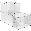 PawHut Recinto Modulare per Conigli, Cincillà e Porcellini d'India, Box per Animali di Piccole Dimensioni, 27 Pannelli Acciaio e Resina