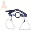 CSCLI 1 pezzo nero in pelle a forma di O in silicone bocca collare gag con catena di metallo in silicone clip pinze