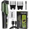 Generic Rasoio per barba a vuoto, ricaricabile, IPX6, impermeabile, portatile, con 2 pettini, per baffi, basette e toelettatura quotidiana, da uomo, nero e verde