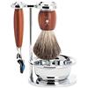 MÜHLE Set Afeitado Mühle Brocha Afeitar Tejón, Maquinilla Fusion, Soporte & Bol Serie Vivo