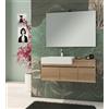 FREE Mobile bagno sospeso rovere bruges,cm 100,lavabo e specchio filo lucido