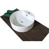 Lavabo lavandino da bagno tondo da appoggio in ceramica bianca cm.46x15,5