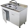 GI.MAR Mobile Sottolavello Bianco 2 Ante Con Lavello Inox cm 100 vasca a sx