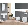 Sanitari bagno vaso wc water filo muro a terra compreso di curva tecnica, senza coprivaso, Metropolitan Rak, ceramica bianca