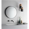 Specchio da parete, rotondo, cornice nera, diametro 60cm, filo lucido tondo
