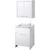 NEGRARI Mobile Lavatoio 60x50 Con Pensile E Vasca 2 Ante PVC