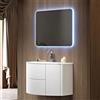 BADEN HAUS EDEN Mobile Bagno Sospeso Bianco Frassino cm 120 Con Lavabo E Specchio LED