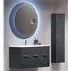 BADEN HAUS MIAMI Mobile Bagno Sospeso Grafite 100 cm con Lavabo, Specchio LED e Colonna