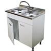 GI.MAR Mobile Sottolavello Bianco 2 Ante con Lavello Inox 90 cm - Piedini Regolabili