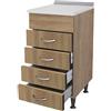 GI.MAR Mobile Cucina Componibile 40 Cm 4 Cassetti Rovere Top Sabbia