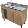 GI.MAR+APELL Sottolavello Rovere 3 Ante 120 Cm Con Lavello Inox 2 Vasche a Sinistra