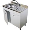 GI.MAR+APELL Mobile Cucina Bianco 80 cm 2 Ante con Lavello 1 Vasca a Sinistra