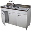 GI.MAR+APELL Mobile Cucina 3 Ante Bianco 120 Cm Con Lavello Inox 2 Vasche a sinistra