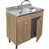 GI.MAR+APELL Sottolavello Rovere 80 cm con Lavello Inox 1 Vasca a Destra
