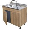 GI.MAR Sottolavello Rovere 100 cm con Lavello Inox Vasca a Sinistra
