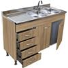 GI.MAR+APELL Mobile Cucina Rovere 120 cm con Cassetti SX e Lavello Inox