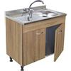 GI.MAR Sottolavello Rovere 100 cm con Lavello Inox Vasca a Destra