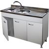 GI.MAR Mobile Cucina Sottolavello 3 Ante Bianco 120 Cm Per Lavello Inox
