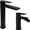 VEMA Coppia Miscelatori Lavabo Collo Alto + Bidet Nero Opaco - TIMEA