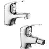 AMBRA WATER Set Rubinetti Miscelatori Monocomando Bidet e Lavabo Cromo con Piletta