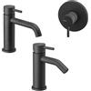 VEMA Tris Miscelatori Monocomando Lavabo + Bidet + Doccia Incasso Nero Opaco - MAIRA