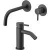 VEMA Coppia Miscelatori Monocomando Lavabo a Muro + Bidet Nero Opaco - MAIRA