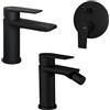 VEMA Tris Miscelatori Lavabo + Bidet + Doccia con Deviatore Nero Opaco - TIMEA