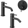 VEMA Tris Miscelatori Monocomando Lavabo + Bidet + Doccia con Deviatore Nero Opaco - MAIRA