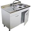 GI.MAR+APELL Mobile Sottolavello 100 Cm Con Lavello Inox E Miscelatore