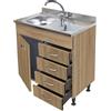 GI.MAR+APELL Mobile Sottolavello Rovere 1 Anta + Cassettiera DX con Lavello Inox 80 cm