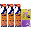 FEI FAN Spray Super SGRASSATORE Per Una Pulizia Professionale. Adatto Sia Per Superfici Alimentari e Non Alimentari 750ml + Omaggio Panno Soft In Lattice, Formato 30x30 (3 Flaconi+Panno Lattice)