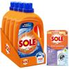 Sole Kit Sole, Detersivo Lavatrice Liquido Bianco Splendente 164 lavaggi (4x41) + 1 confezione di Cura Lavatrice Freschezza Floreale, contro sporco e cattivi odori (250ml)