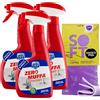 FEI FAN 3x A. Max Zero Muffa Igienizzante, Efficace su Muffe, Alghe e Muschi da Luoghi Umidi sia Interni che Esterni, Ultra Concentrato, Non Cola, Formato da 500ml + OMAGGIO 1 Panno Lattice 30x30